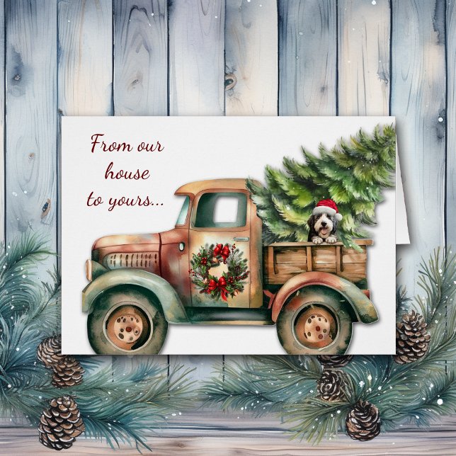 Retro Truck Bearded Collie Dog Christmas (Creator Uploaded)