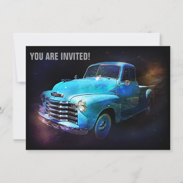 Retro Truck is Out of This World Invitation (Front)