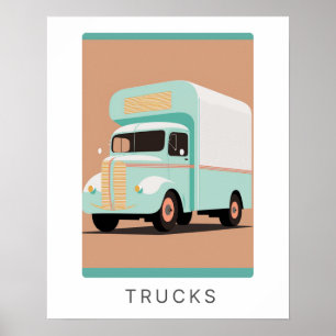 Retro truck print in pastel Transportation