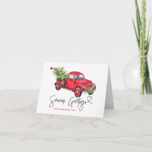 Retro Truck Seasons Greetings Vintage Christmas Card