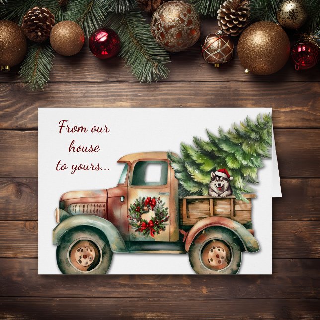 Retro Truck Siberian Husky Dog Christmas (Creator Uploaded)