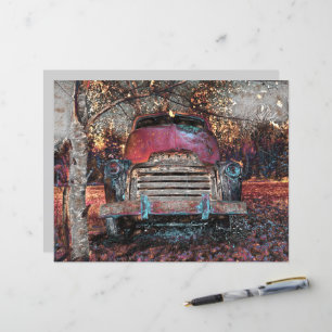 Retro Truck Vintage Red Orange Yellow Rustic Fall