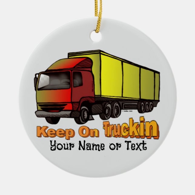 Retro Trucker 1 Ceramic Tree Decoration (Front)