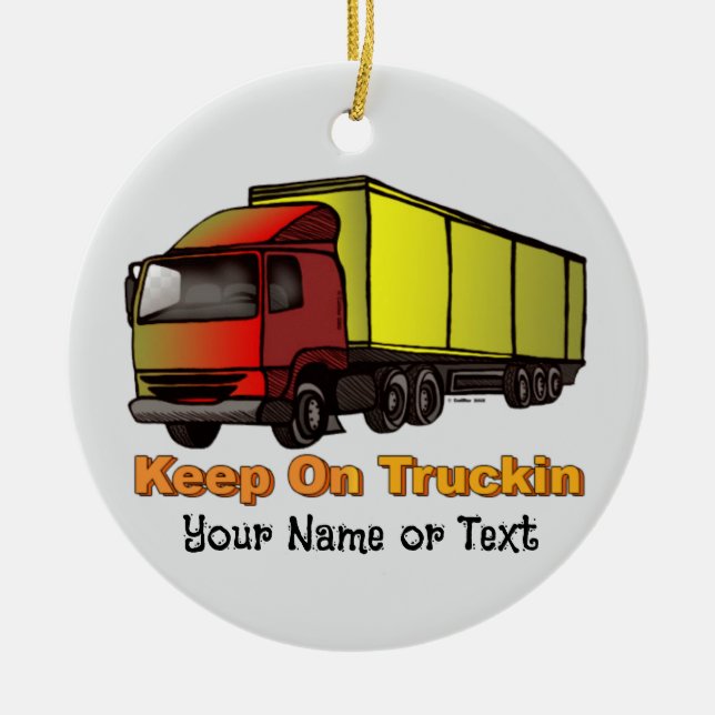 Retro Trucker 2 Ceramic Tree Decoration (Front)