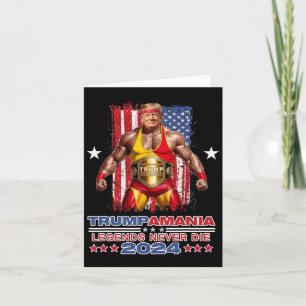 Retro Trump Funny Wrestling Meme Trumpamania 2024  Card