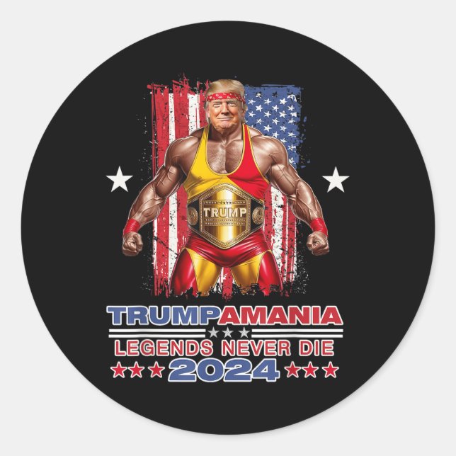 Retro Trump Funny Wrestling Meme Trumpamania 2024  Classic Round Sticker (Front)