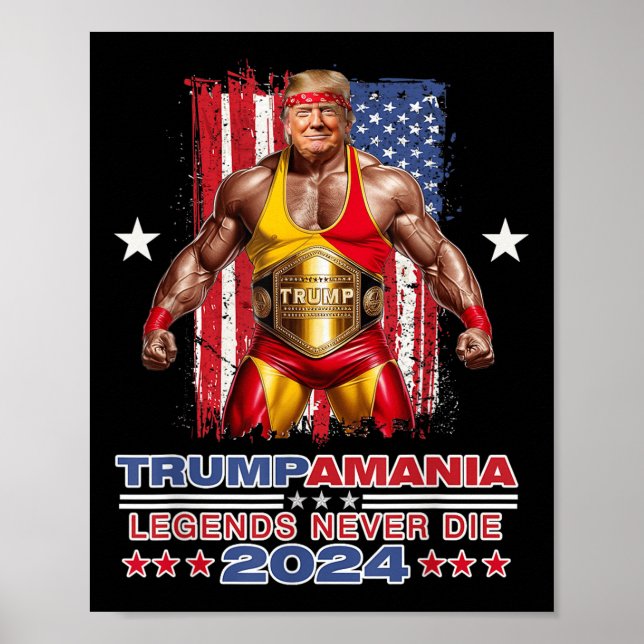 Retro Trump Funny Wrestling Meme Trumpamania 2024  Poster (Front)
