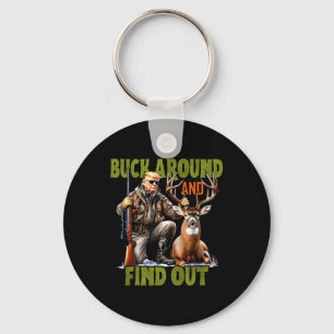 Retro Trump Hunting Deer Camo Funny Buck Around An Key Ring