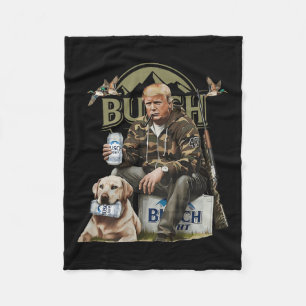 Retro Trump Hunting Deer Funny Beer Drinking Fleece Blanket