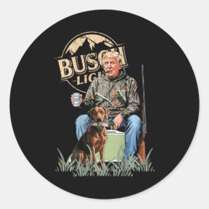 Retro Trump Hunting Deer Funny Drinking Beer Hunti Classic Round Sticker