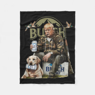 Retro Trump Hunting Deer Funny Drinking Beer Hunti Fleece Blanket