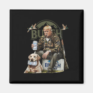 Retro Trump Hunting Deer Funny Drinking Beer Hunti Magnet