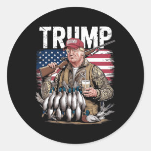 Retro Trump Hunting Duck Hello Hunting Season Us F Classic Round Sticker