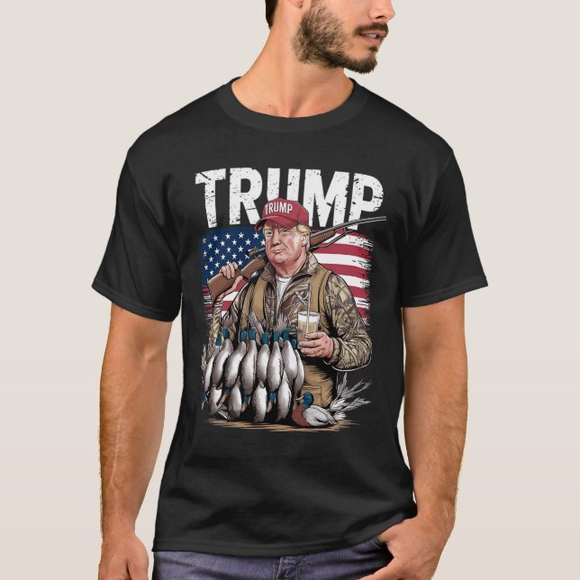 Retro Trump Hunting Duck Hello Hunting Season Us F T-Shirt (Front)