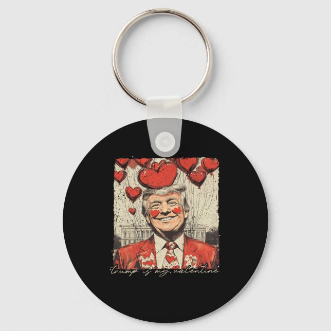 Retro Trump Is My Valentine Trump Valentine's Day  Key Ring (Front)