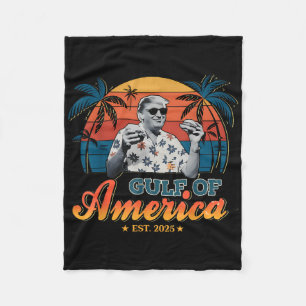 Retro Trump Shirt Gulf Of Us America Est 2025 Fleece Blanket