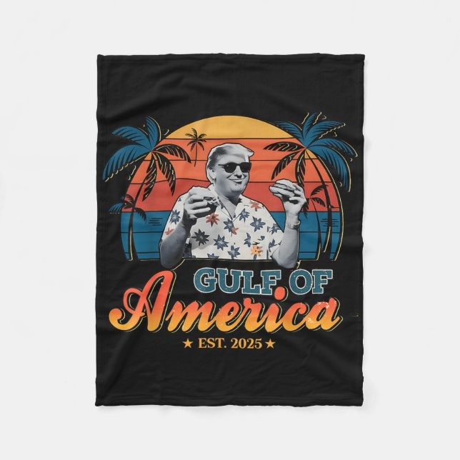 Retro Trump Shirt Gulf Of Us America Est 2025  Fleece Blanket (Front)