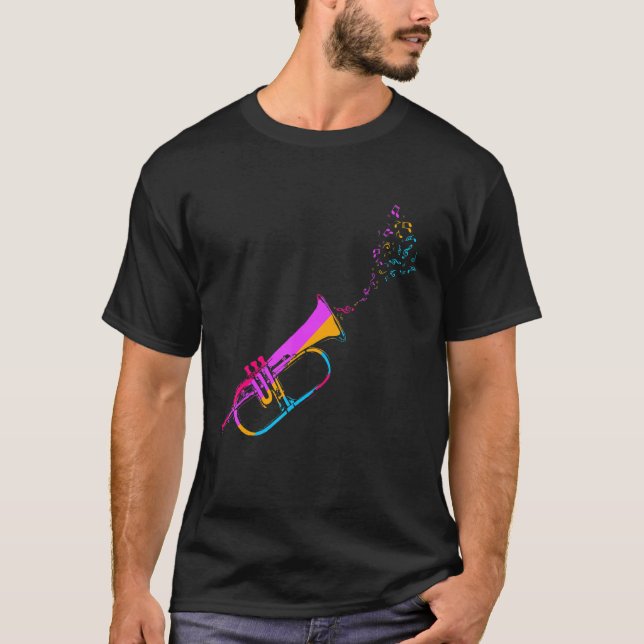 Retro Trumpet Trumpeter Musician Musical Instrumen T-Shirt (Front)