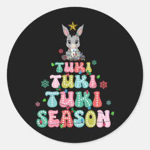 Retro Tuki Tuki Donkey Tis The Season Mexican Chri Classic Round Sticker