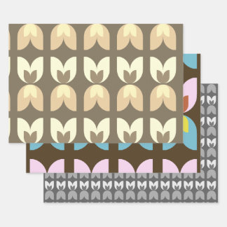 Retro Tulip Fall Colours Wrapping Paper Sheet