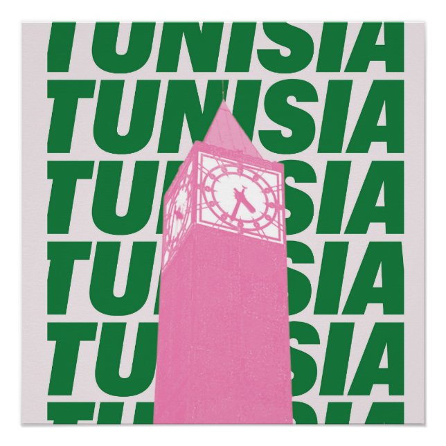 Retro Tunisia Clock Poster | Vintage Travel-Inspir (Front)