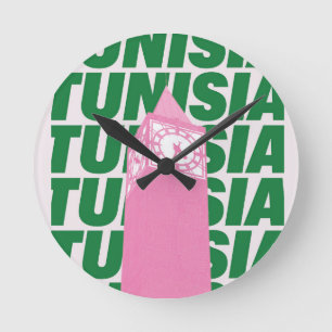 Retro Tunisia Clock Poster   Vintage Travel-Inspir