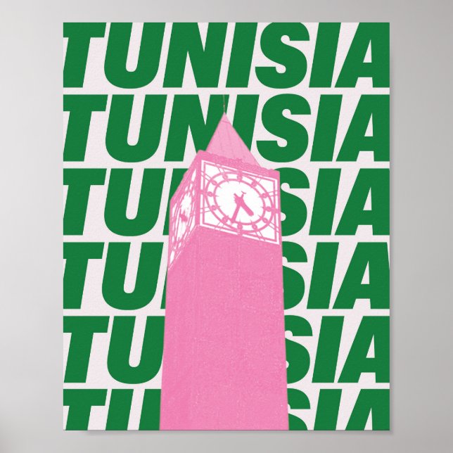 Retro Tunisia Clock Poster | Vintage Travel-Inspir (Front)