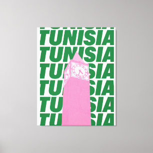 Retro Tunisia Clock Poster Vintage Travel-Inspir Canvas Print