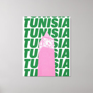 Retro Tunisia Clock Poster | Vintage Travel-Inspir Canvas Print