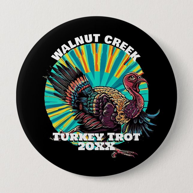 Retro Turkey Trot 10 Cm Round Badge (Front)