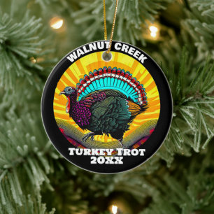 Retro Turkey Trot Ceramic Tree Decoration