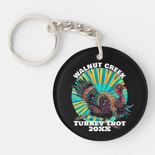 Retro Turkey Trot Key Ring (Front)