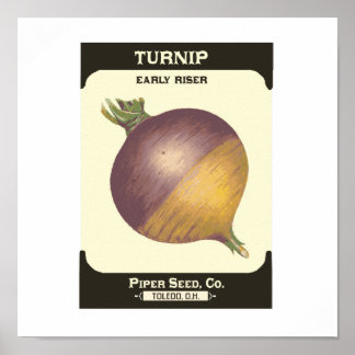 Retro Turnip Vegetable Seed Packet Poster Print