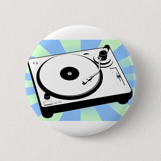 Retro Turntable 6 Cm Round Badge (Front)
