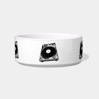 Retro Turntable Graphic in Black Bowl