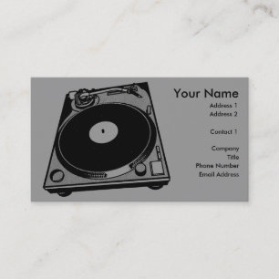 Retro Turntable Graphic in Black Business Card