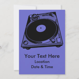 Retro Turntable Graphic in Black Invitation