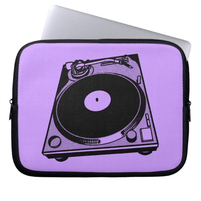 Retro Turntable Graphic in Black Laptop Sleeve (Front)
