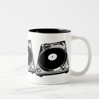 Retro Turntable Graphic in Black Two-Tone Coffee Mug