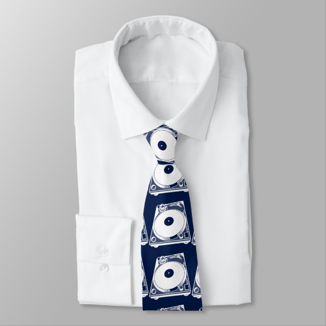 Retro Turntable Graphic in White Tie (Tied)