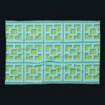 Retro Turquoise and Green Trellis Kitchen Towels<br><div class="desc">Add a splash of mid-century modern Palm Springs everywhere you go with these Retro Turquoise and Green Trellis patterned kitchen towels. It was inspired by vintage concrete breeze blocks. The deconstructed take on 1950s architecture will give an instant designer feel to everyday life.</div>