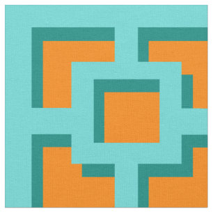 Retro Turquoise and Orange Trellis Fabric
