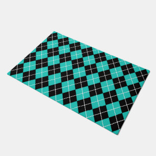 Retro Turquoise Argyle Doormat Rug Gift