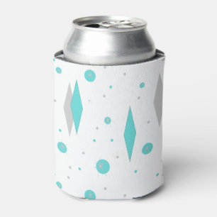 Retro Turquoise Diamond & Starburst Can Cooler