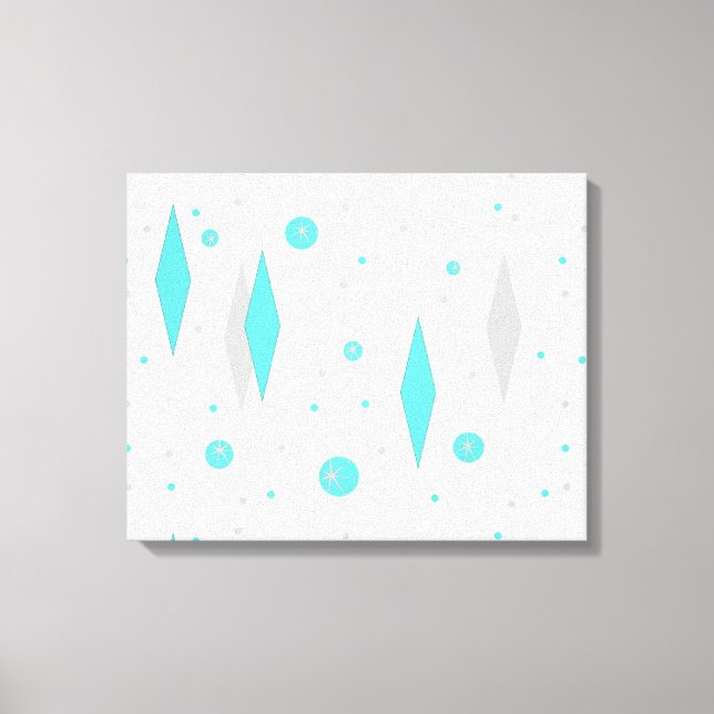 Retro Turquoise Diamond & Starburst Canvas (Front)