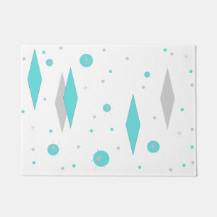 Retro Turquoise Diamond & Starburst Door Mat