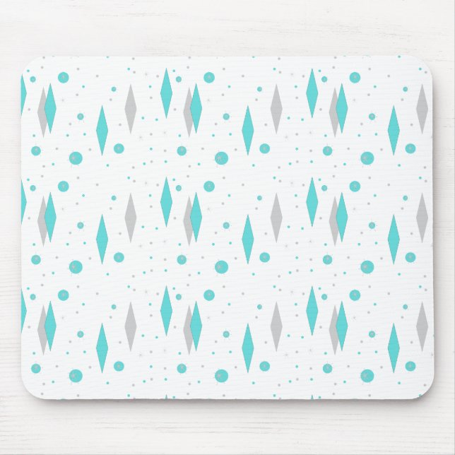 Retro Turquoise Diamond & Starburst Mousepad (Front)
