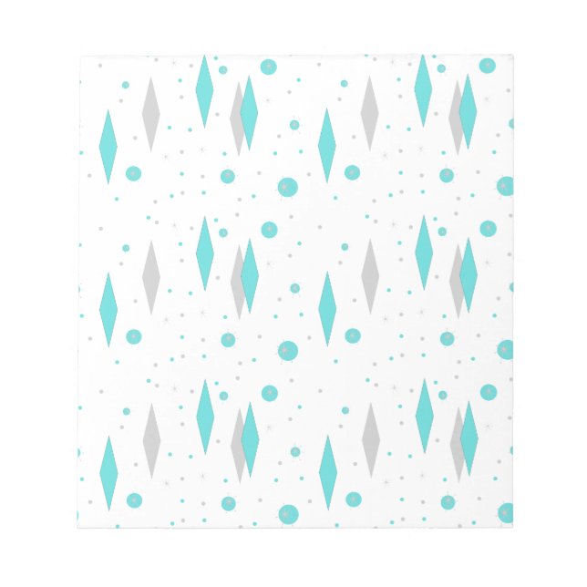Retro Turquoise Diamond & Starburst Notepad (Front)
