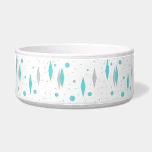 Retro Turquoise Diamond & Starburst Pet Bowl