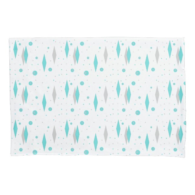 Retro Turquoise Diamond & Starburst Pillowcase (Front)